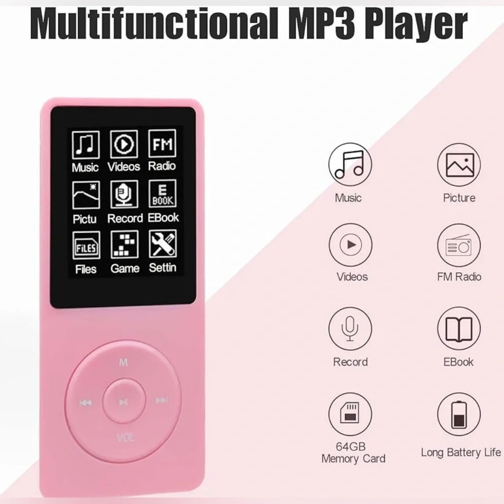 MP3 Pink / Blue Portable Audio Player With Comes USB Cord Only One For $20 - Picture 2 of 6